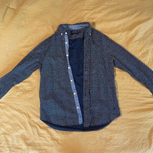 Nautica Dress Shirt White/ Navy Blue | Adult Small